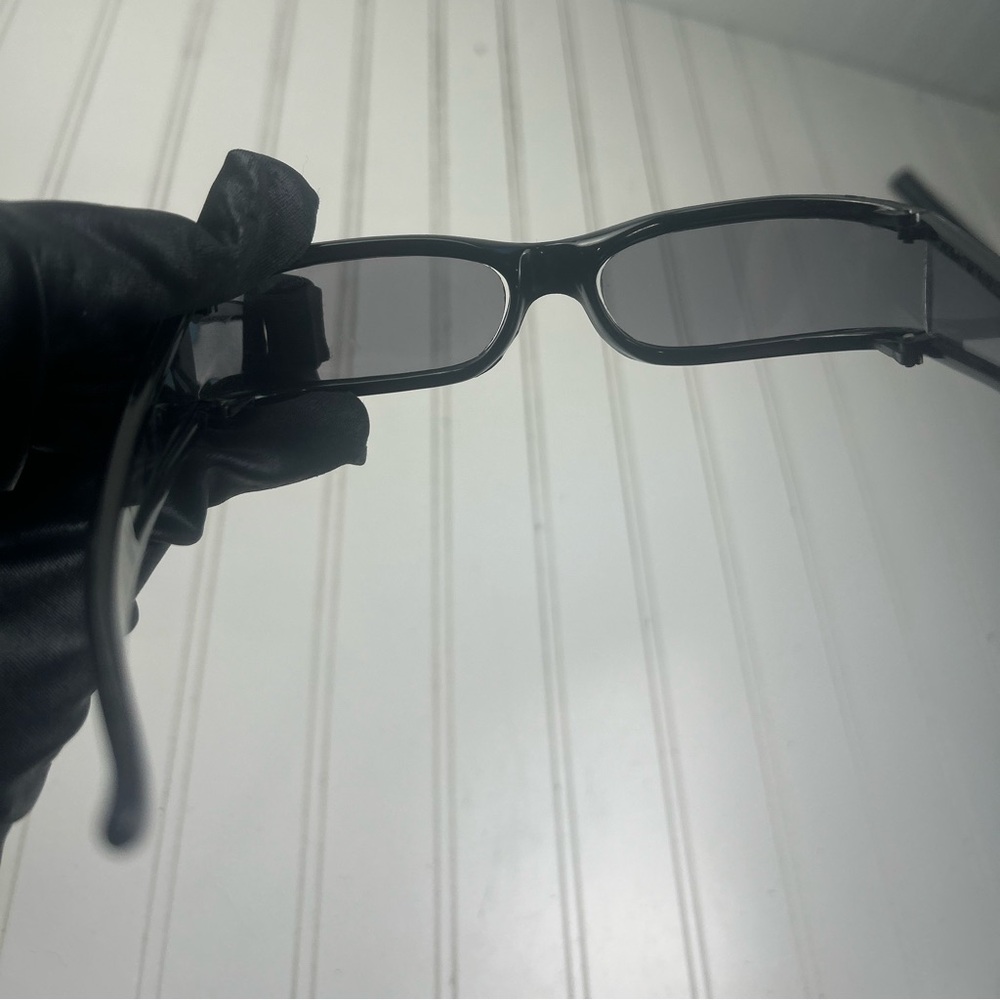 Black Rectangular Slim Frame Sunglasses Unisex Y2… - image 8